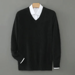 KissICON mo lv DBR025 / L / Pack of 1 Luxurious Mens Pure Mink VNeck Knit Sweater