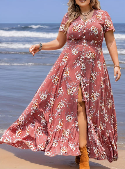 jkthpu-45 Modern Bohemian Women's A-line Skirt - Elastic Waist, Stretchable, Comfortable Fabric, Artistic White Buttons, Perfect for Music Festival, Vacation, Date, Valentine's Day