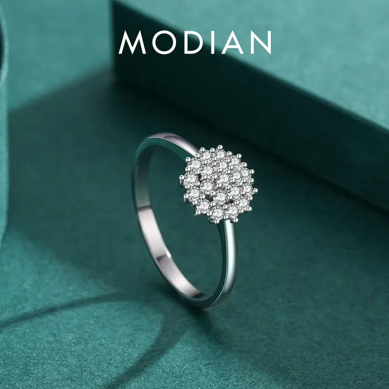 KissICON Modian 925 Sterling Silver Classic Sparkling Simple CZ Finger Ring Platinum Plated Wedding Jewelry For Women Anniversary Gift