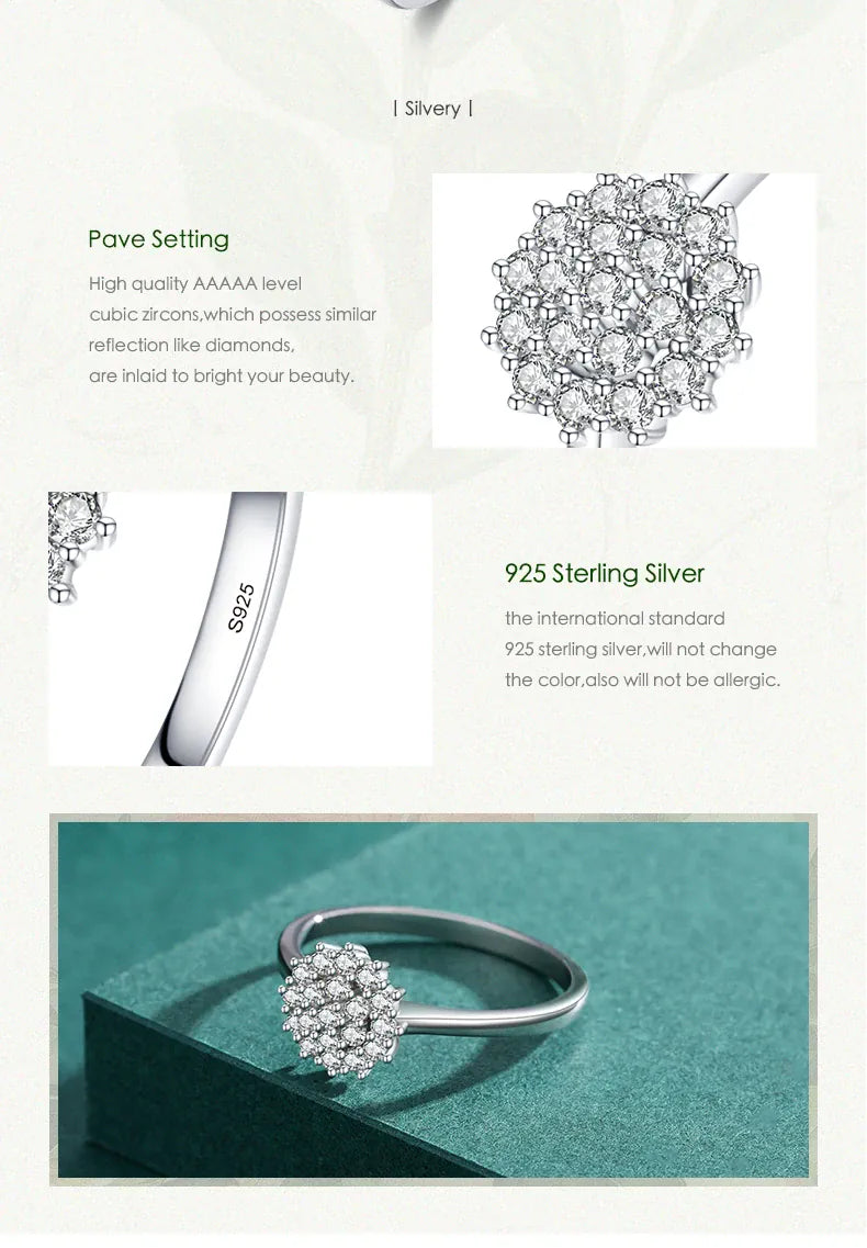 KissICON Modian 925 Sterling Silver Classic Sparkling Simple CZ Finger Ring Platinum Plated Wedding Jewelry For Women Anniversary Gift