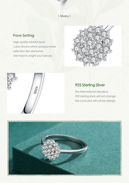 KissICON Modian 925 Sterling Silver Classic Sparkling Simple CZ Finger Ring Platinum Plated Wedding Jewelry For Women Anniversary Gift