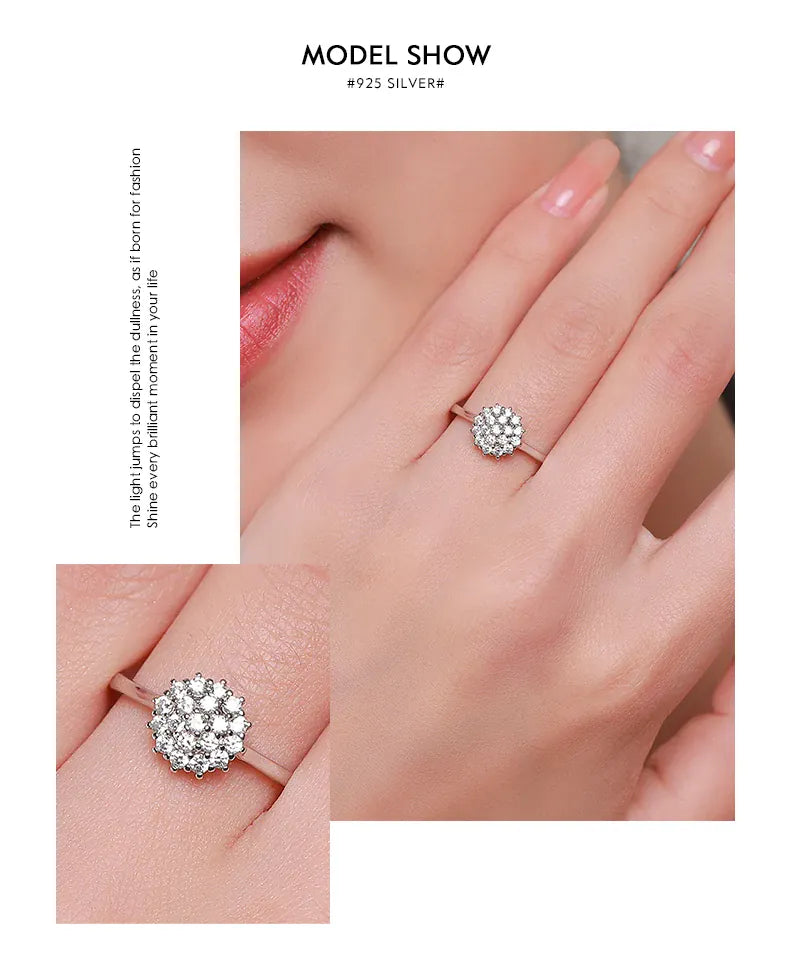 KissICON Modian 925 Sterling Silver Classic Sparkling Simple CZ Finger Ring Platinum Plated Wedding Jewelry For Women Anniversary Gift