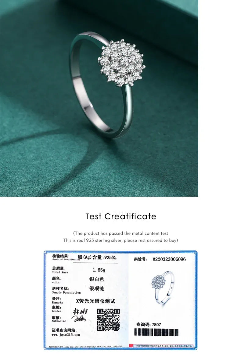 KissICON Modian 925 Sterling Silver Classic Sparkling Simple CZ Finger Ring Platinum Plated Wedding Jewelry For Women Anniversary Gift