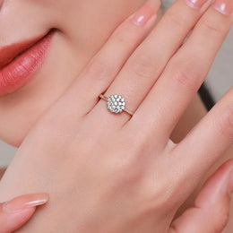 KissICON Modian 925 Sterling Silver Classic Sparkling Simple CZ Finger Ring Platinum Plated Wedding Jewelry For Women Anniversary Gift