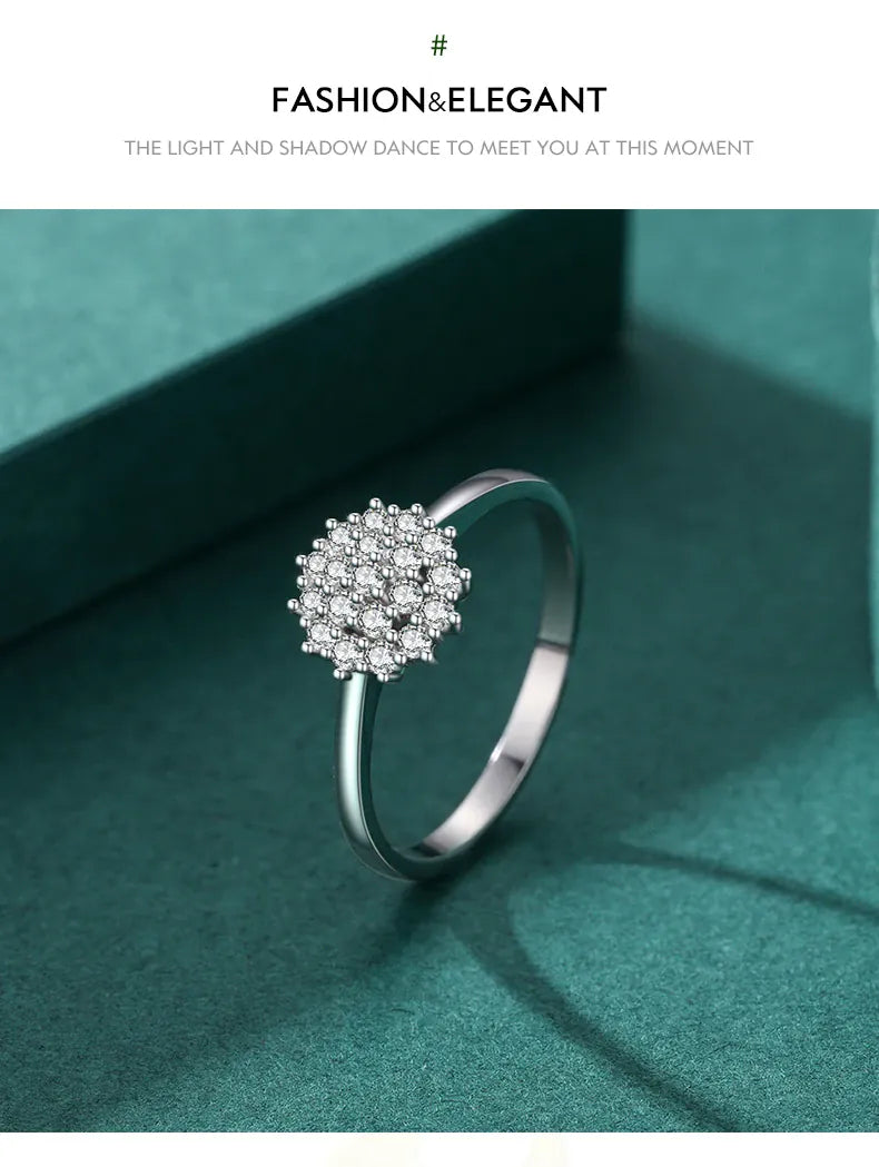 KissICON Modian 925 Sterling Silver Classic Sparkling Simple CZ Finger Ring Platinum Plated Wedding Jewelry For Women Anniversary Gift