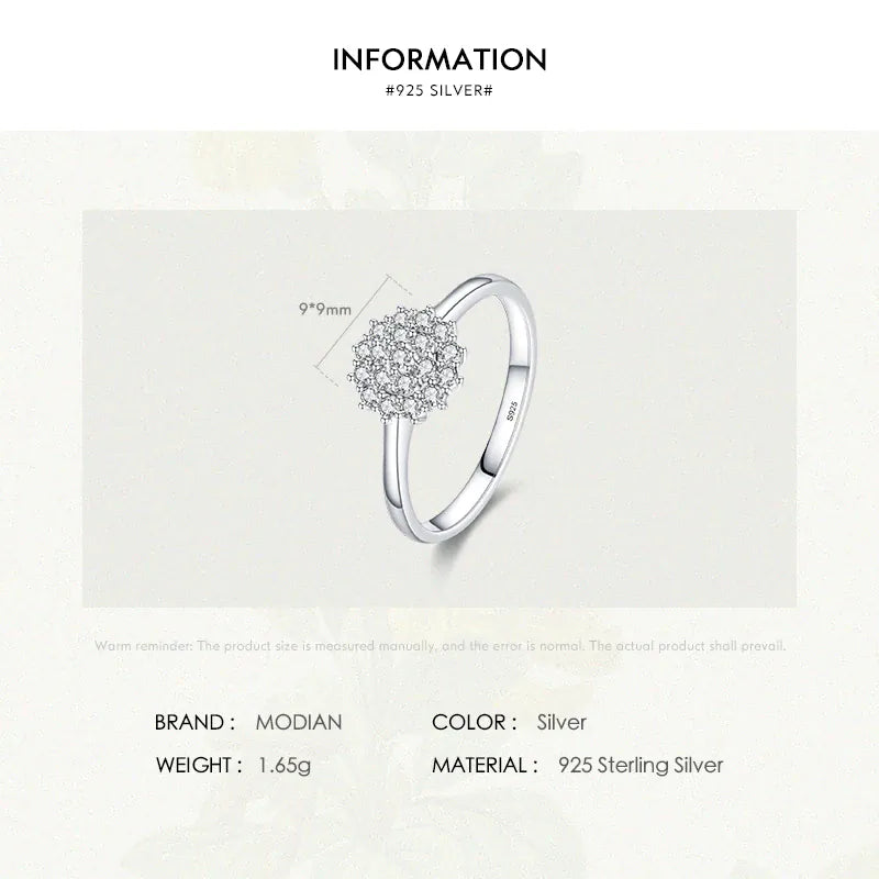 KissICON Modian 925 Sterling Silver Classic Sparkling Simple CZ Finger Ring Platinum Plated Wedding Jewelry For Women Anniversary Gift