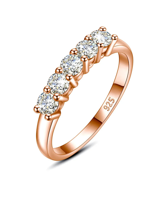 Dropshipman Moissanite Diamond Ring Set 5Pc Women Silver 925 Rose Gold