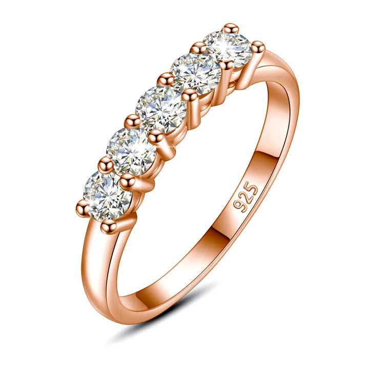 Moissanite Diamond Ring Set 5Pc Women Silver 925 Rose Gold