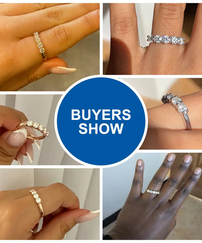 Dropshipman Moissanite Diamond Ring Set 5Pc Women Silver 925 Rose Gold