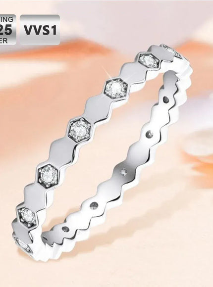 KissICON Moissanite Ring – Honeycomb 925 Silver