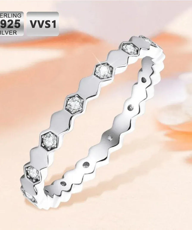 KissICON Moissanite Ring – Honeycomb 925 Silver