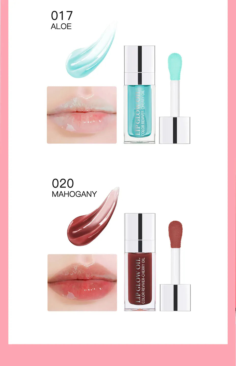 KissICON Moisturizing Lip Balm Lip Glow Oil Pink Plumping