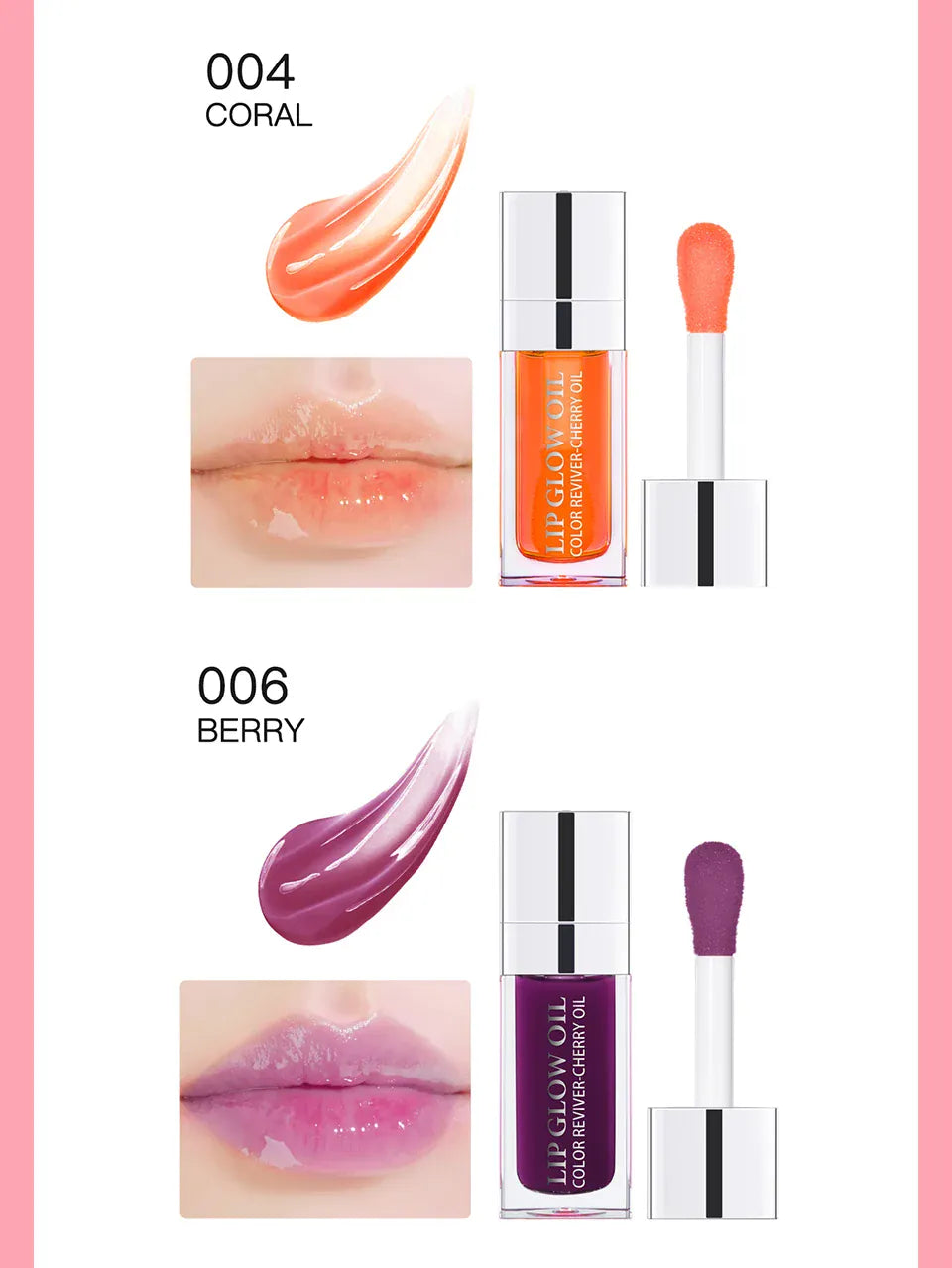 KissICON Moisturizing Lip Balm Lip Glow Oil Pink Plumping