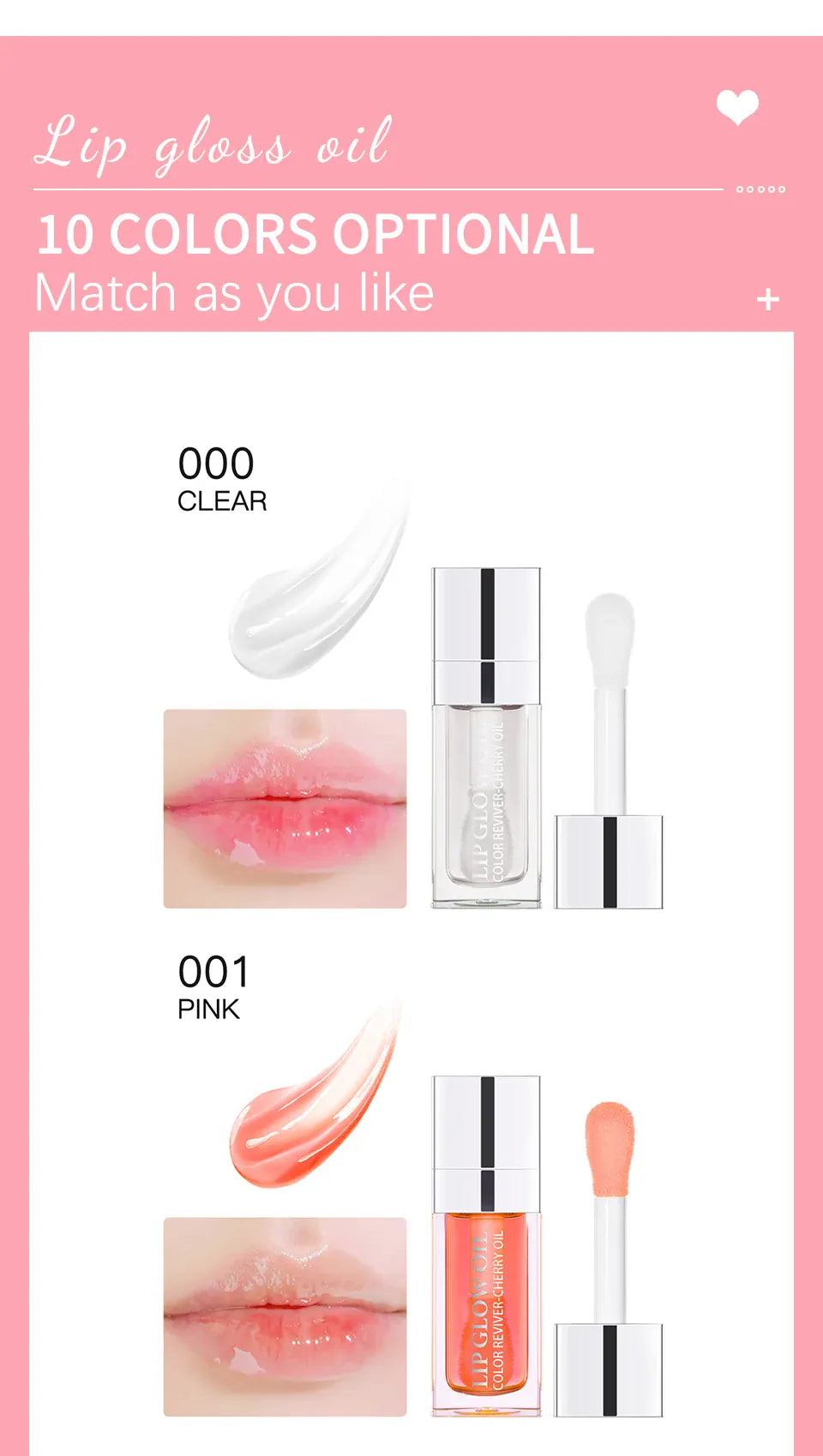 KissICON Moisturizing Lip Balm Lip Glow Oil Pink Plumping