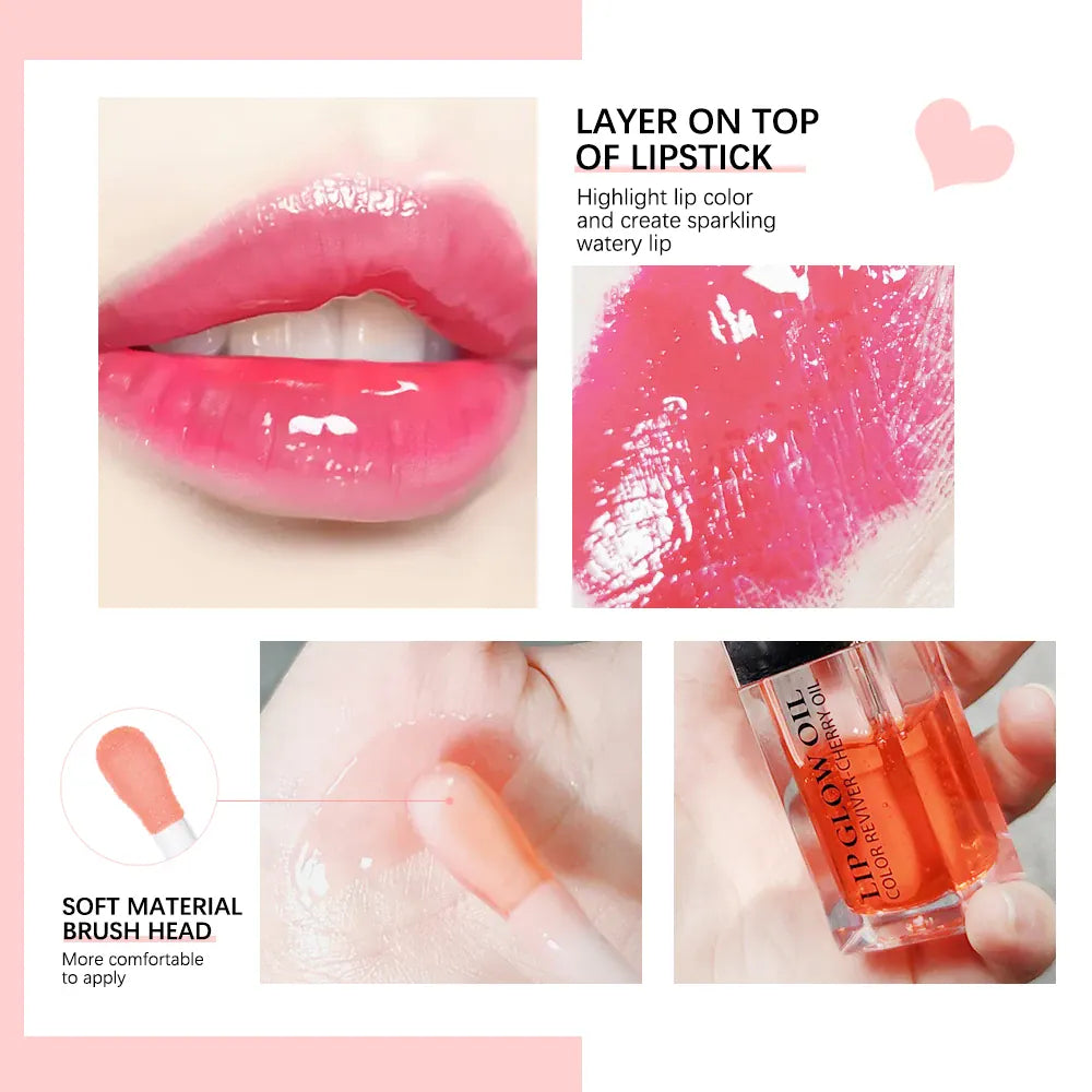 KissICON Moisturizing Lip Balm Lip Glow Oil Pink Plumping