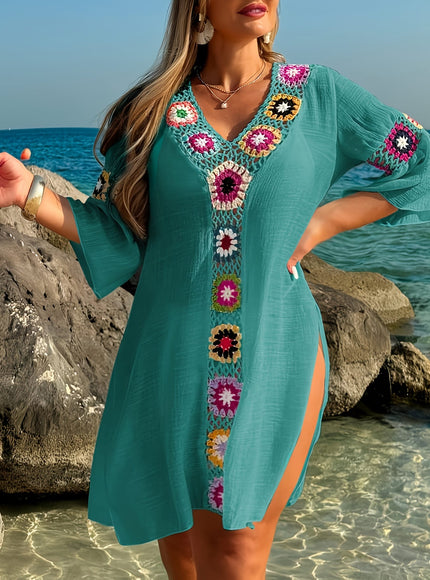 KissICON Moxdo Boho Floral V-Neck Maxi Beach Dress