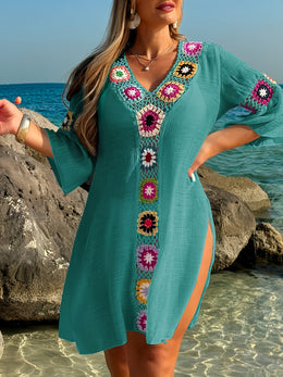 KissICON Moxdo Boho Floral V-Neck Maxi Beach Dress