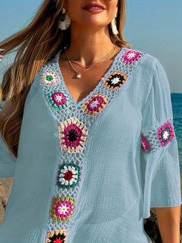 KissICON Moxdo Boho Floral V-Neck Maxi Beach Dress