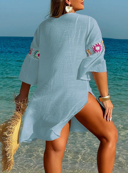 KissICON Moxdo Boho Floral V-Neck Maxi Beach Dress