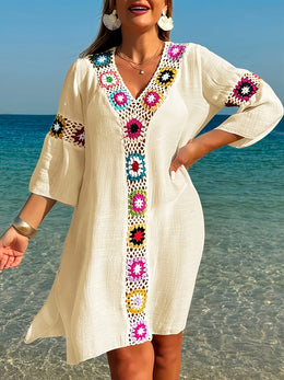KissICON Moxdo Boho Floral V-Neck Maxi Beach Dress