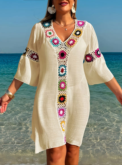 KissICON Moxdo Boho Floral V-Neck Maxi Beach Dress