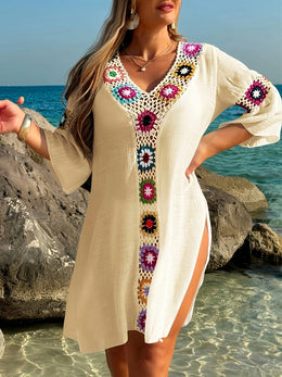KissICON Moxdo Boho Floral V-Neck Maxi Beach Dress