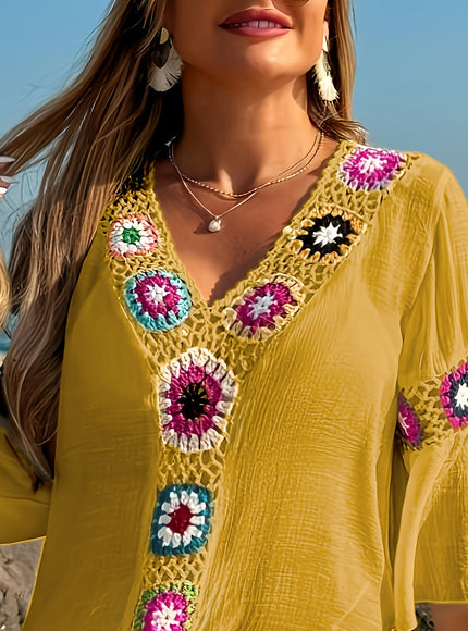 KissICON Moxdo Boho Floral V-Neck Maxi Beach Dress