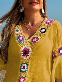 KissICON Moxdo Boho Floral V-Neck Maxi Beach Dress