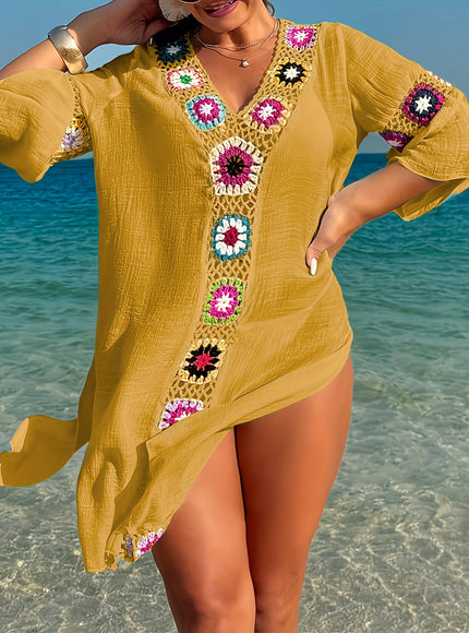 KissICON Moxdo Boho Floral V-Neck Maxi Beach Dress