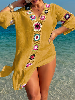 KissICON Moxdo Boho Floral V-Neck Maxi Beach Dress