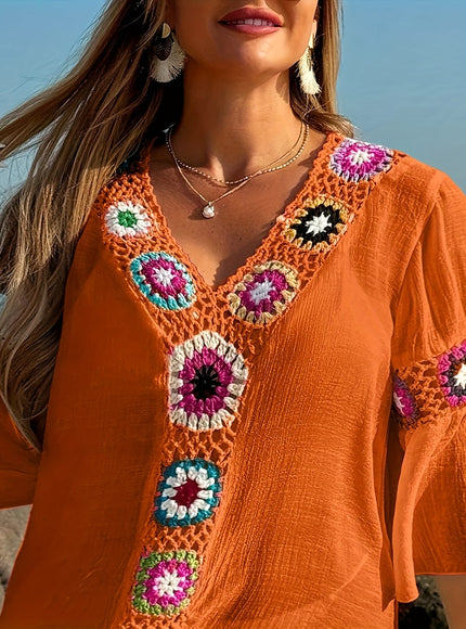 KissICON Moxdo Boho Floral V-Neck Maxi Beach Dress
