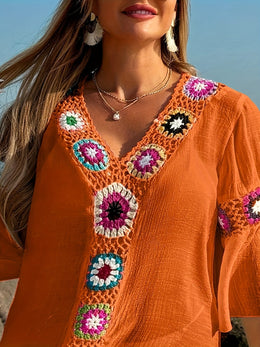KissICON Moxdo Boho Floral V-Neck Maxi Beach Dress