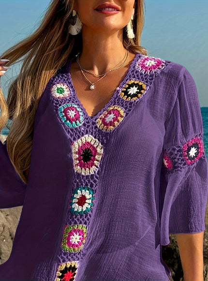 KissICON Moxdo Boho Floral V-Neck Maxi Beach Dress