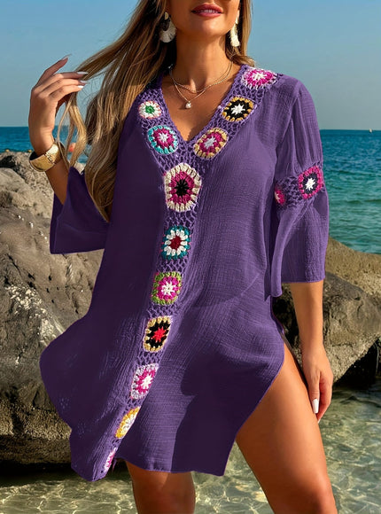 KissICON Moxdo Boho Floral V-Neck Maxi Beach Dress