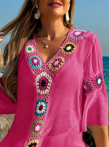 KissICON Moxdo Boho Floral V-Neck Maxi Beach Dress