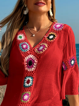 KissICON Moxdo Boho Floral V-Neck Maxi Beach Dress
