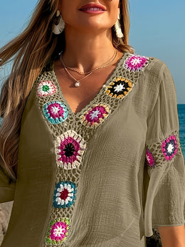 KissICON Moxdo Boho Floral V-Neck Maxi Beach Dress
