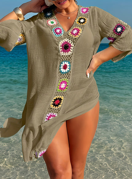 KissICON Moxdo Boho Floral V-Neck Maxi Beach Dress