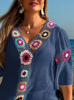 KissICON Moxdo Boho Floral V-Neck Maxi Beach Dress