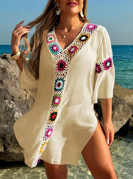 KissICON Moxdo Boho Floral V-Neck Maxi Beach Dress