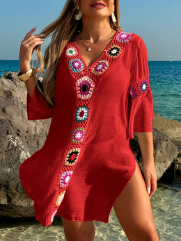 KissICON Moxdo Boho Floral V-Neck Maxi Beach Dress