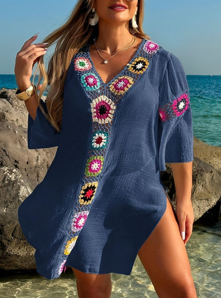 KissICON Moxdo Boho Floral V-Neck Maxi Beach Dress
