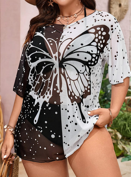 KissICON Moxdo Curve Butterfly Beach Coverup – Lightweight Stretchy