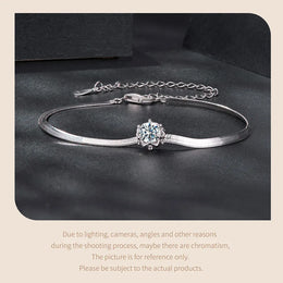 KissICON MSB027 / China Mainland BAMOER 925 Sterling Silver 0.5CT Flower Buds Moissanite Bracelet Prong Setting Adjustable Snake Chain for Women Anniversary Gift
