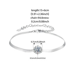 KissICON MSB027 / China Mainland BAMOER 925 Sterling Silver 0.5CT Flower Buds Moissanite Bracelet Prong Setting Adjustable Snake Chain for Women Anniversary Gift