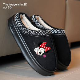 jkthpu-45 MT003 Black / UK 3.5-4 Mickey Mouse Plush Slippers Cozy Official Disney IndoorOutdoor Comfort
