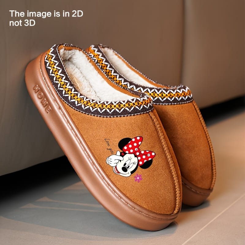 jkthpu-45 MT003 Brown / UK 3.5-4 Mickey Mouse Plush Slippers Cozy Official Disney IndoorOutdoor Comfort