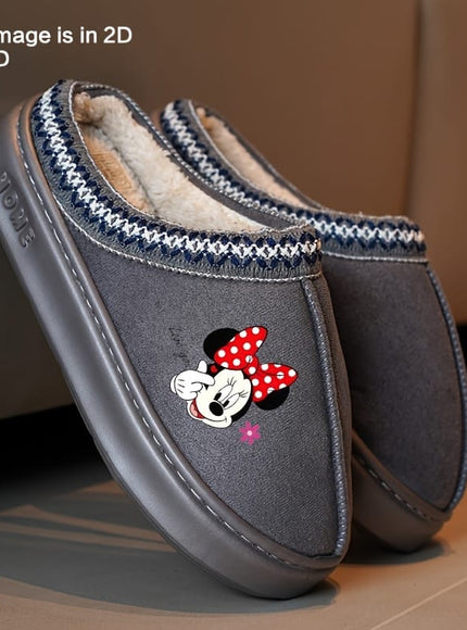 jkthpu-45 MT003 Gray / UK 3.5-4 Mickey Mouse Plush Slippers Cozy Official Disney IndoorOutdoor Comfort