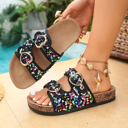 temu 【Multi Color】 / UK 3.5 Sequined Fashion Sandals Women's Sandals
