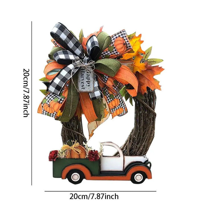 Halloween Farmhouse Wreath Decorations Vintage Thanksgiving Pumpkin Truck Wreath Window Door Wall Hanging Decor